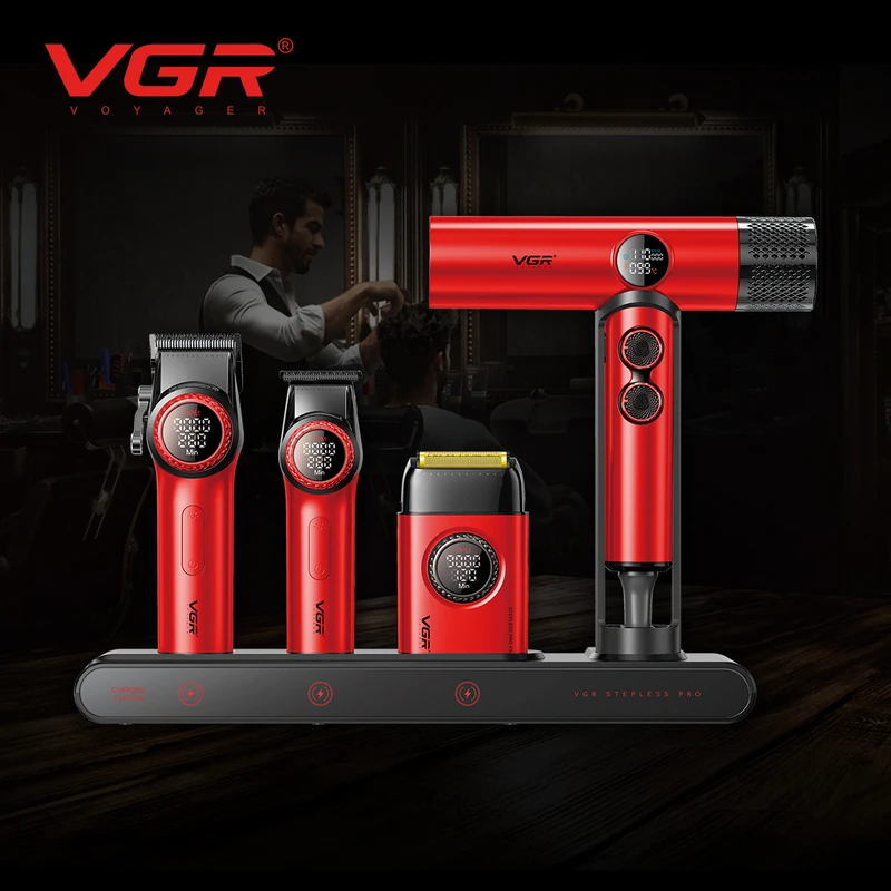 ست 4عددی سشوار،شیور و ماشین اصلاح وی جی آر مدل Stepless pro