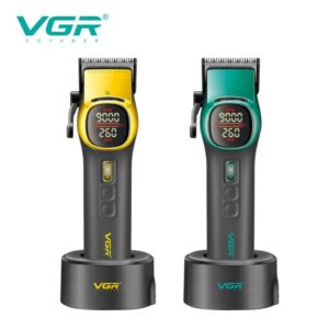 ماشین اصلاح موی سر و صورت وی‌ جی‌ ار مدل V-885C رنگ سبز/طلایی